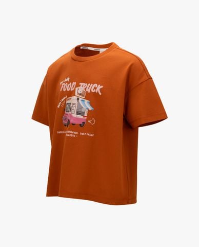  SKECHERS - Áo thun bé gái cổ tròn tay ngắn in hoạ tiết 