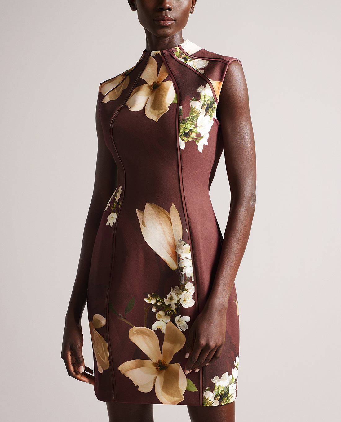 TED BAKER - Đầm bút chì mini sát nách cổ trụ Zassha