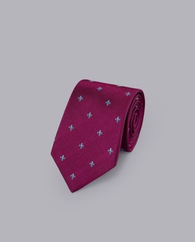  CHARLES TYRWHITT - Cà vạt nam lụa sang trọng Stain Resistant Fleur de Lys 