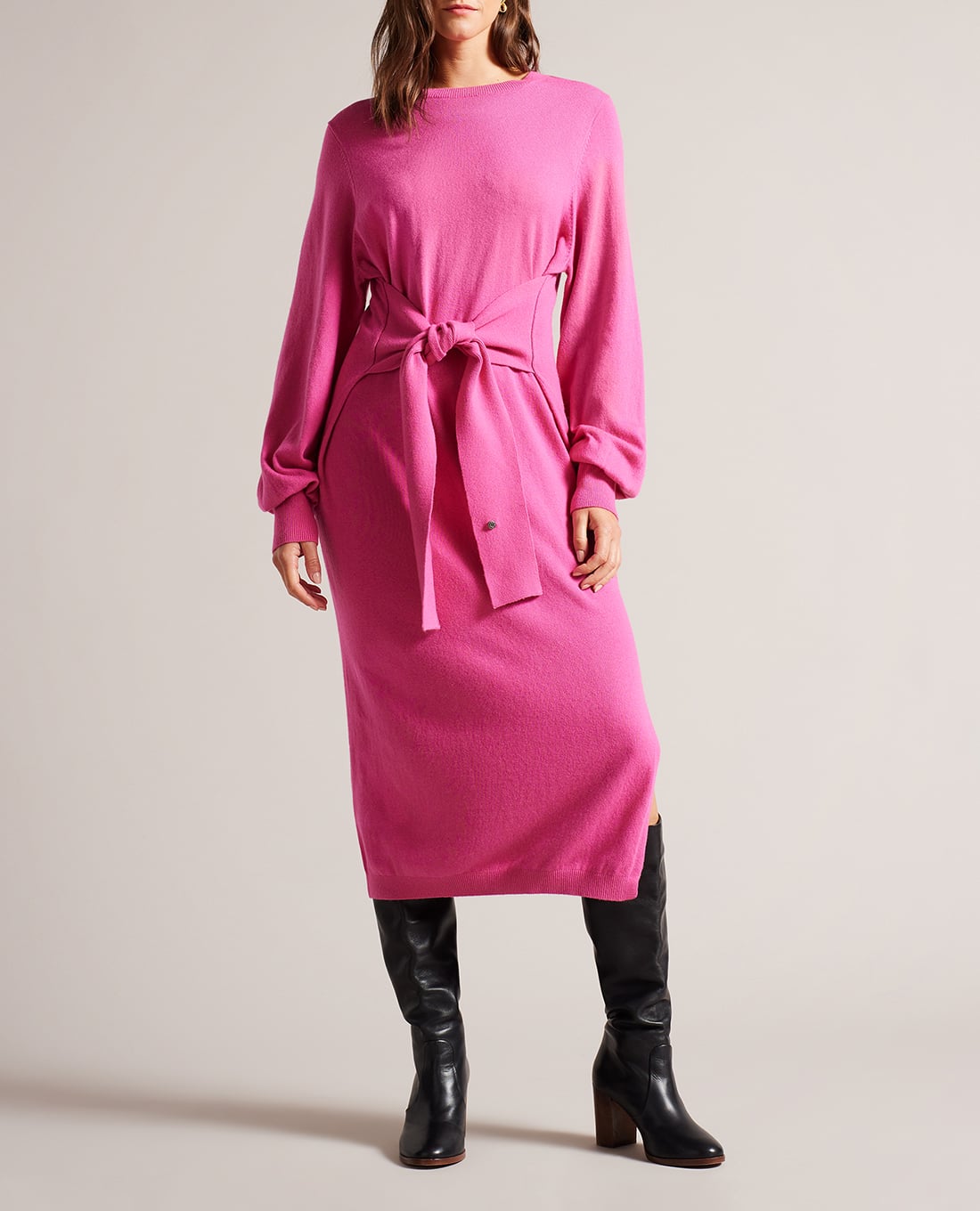 TED BAKER - Đầm dệt kim midi tay dài Essya