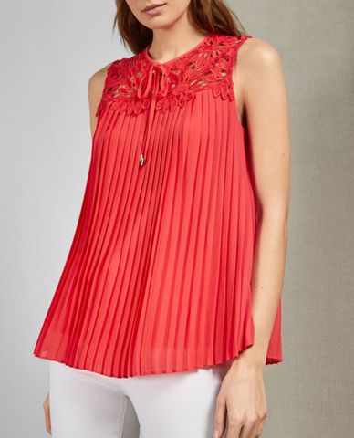  TED BAKER - Áo kiểu nữ sát nách phối ren xếp ly Sherbey 