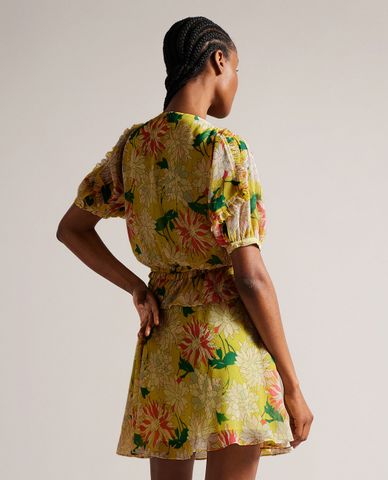  TED BAKER - Đầm xếp tầng mini cổ V tay ngắn Isbella 