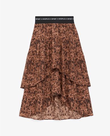  THE KOOPLES - Chân váy midi xếp tầng Long Flowing Print 