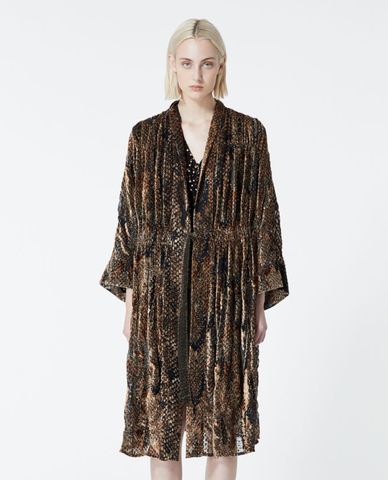  THE KOOPLES - Áo khoác kiểu kimono dáng dài Burn Out Snakeskin Print 