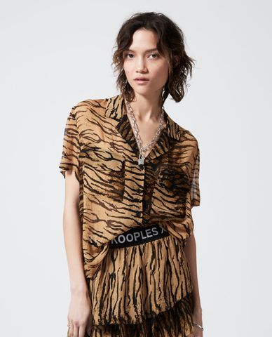  THE KOOPLES - Áo sơ mi nữ ngắn tay Animal Print 