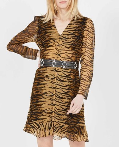  THE KOOPLES - Đầm midi đuôi cá Tiger Print 