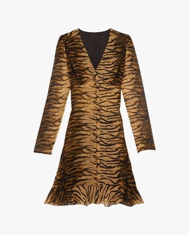  THE KOOPLES - Đầm midi đuôi cá Tiger Print 