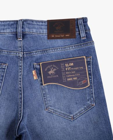  BEVERLY HILLS POLO CLUB - Quần shorts jeans nam wash bạc thời trang 