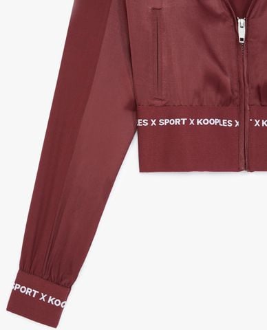  THE KOOPLES - Áo khoác kiểu nữ phom ngắn Burgundy With Zip & Logo Band 