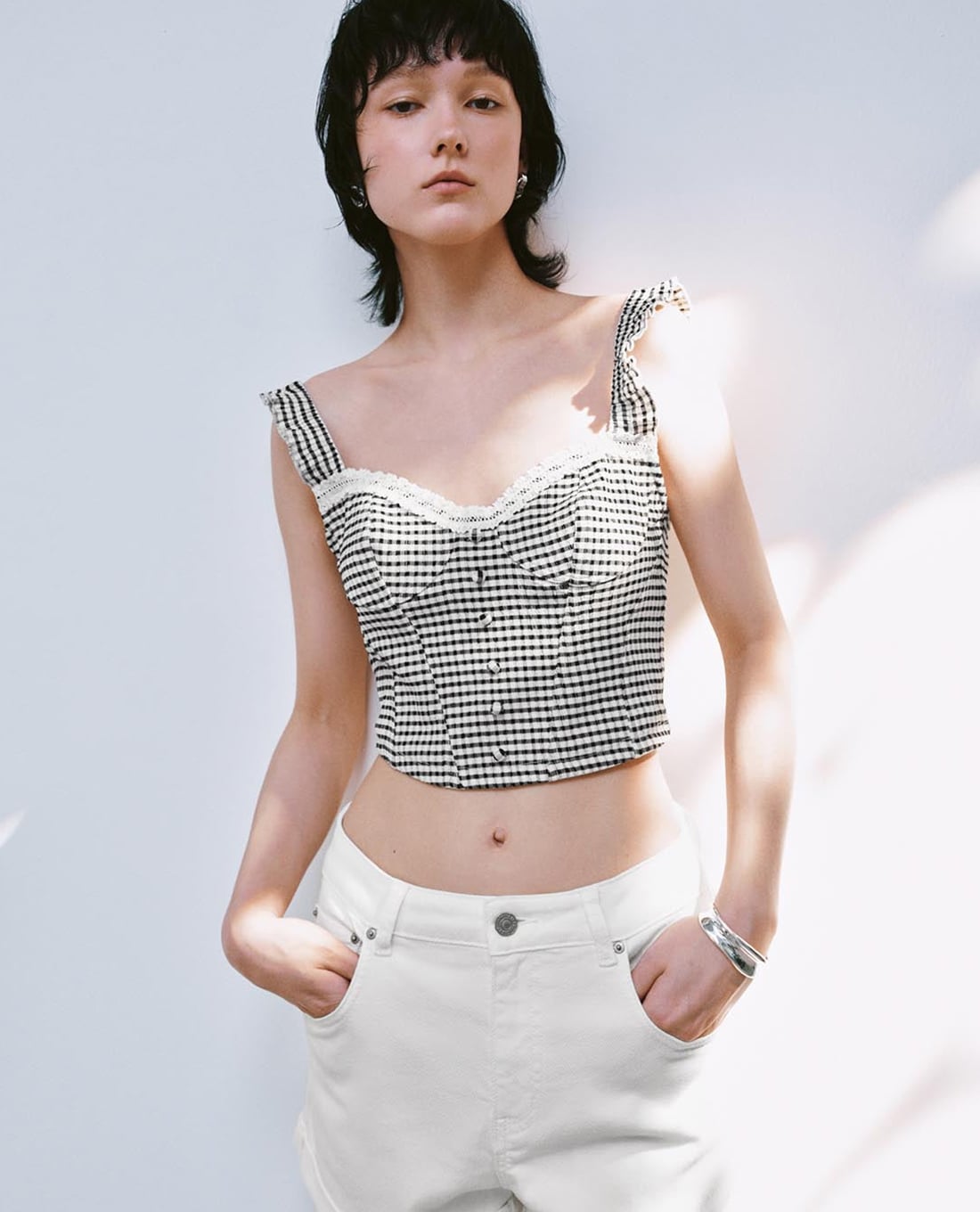 URBAN REVIVO - Áo hai dây nữ kẻ caro Plaid