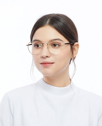  aojo - Gọng kính kim loại tròn phối màu cơ bản 