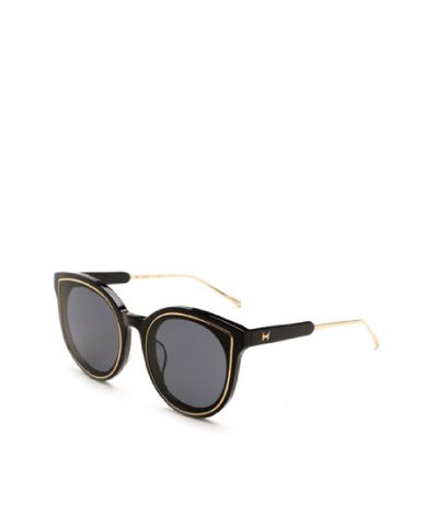  MUJOSH - Kính mát mắt mèo tròn viền vàng thời trang 