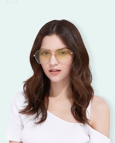  aojo - Kính mát nữ kiểu dáng phi công đa giác 