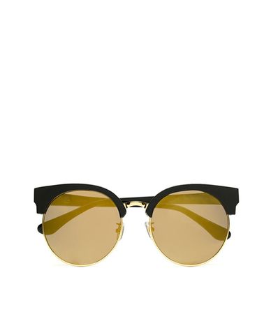  MUJOSH - Kính mát mắt mèo tròn phản gương nửa khung cá tính 