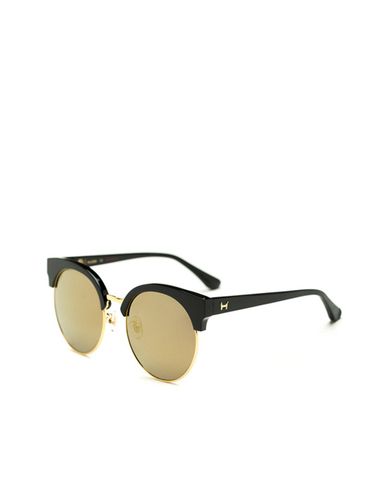  MUJOSH - Kính mát mắt mèo tròn phản gương nửa khung cá tính 