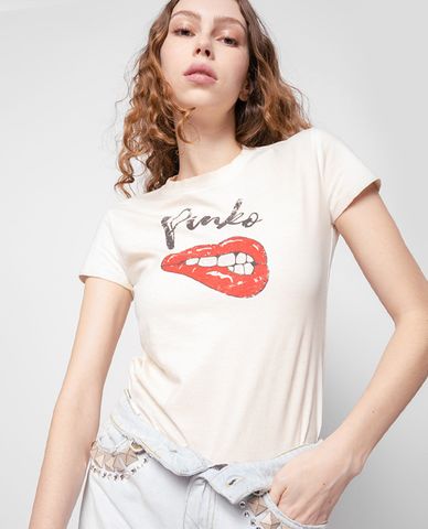  PINKO - Áo thun nữ cổ tròn ngắn tay Tolmezzo 