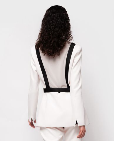  PINKO - Áo blazer nữ dáng dài phối thắt nơ Mora 