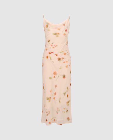  URBAN REVIVO - Đầm hai dây midi in họa tiết thời trang 