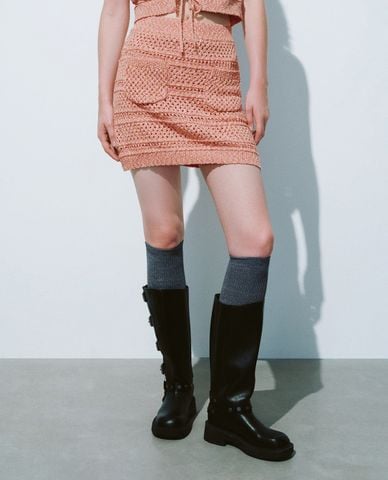  URBAN REVIVO - Chân váy dệt kim mini phom chữ A 