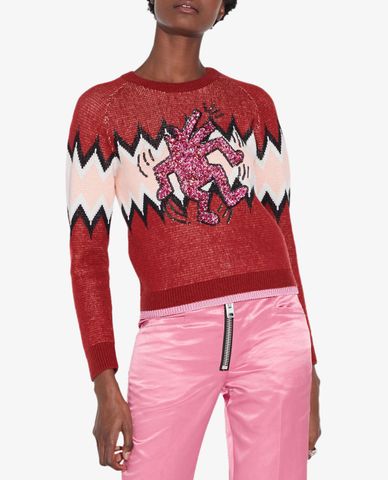  COACH - Áo sweatshirt nữ tay dài X Keith Haring Zigzag 