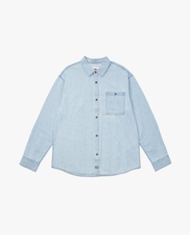  DICKIES - Áo sơ mi denim nam cổ bẻ tay dài hiện đại 