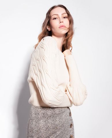  PINKO - Áo sweater nữ tay dài cổ tròn Sazerac 
