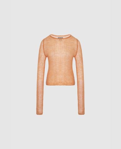  URBAN REVIVO - Áo kiểu nữ dệt kim xuyên thấu 