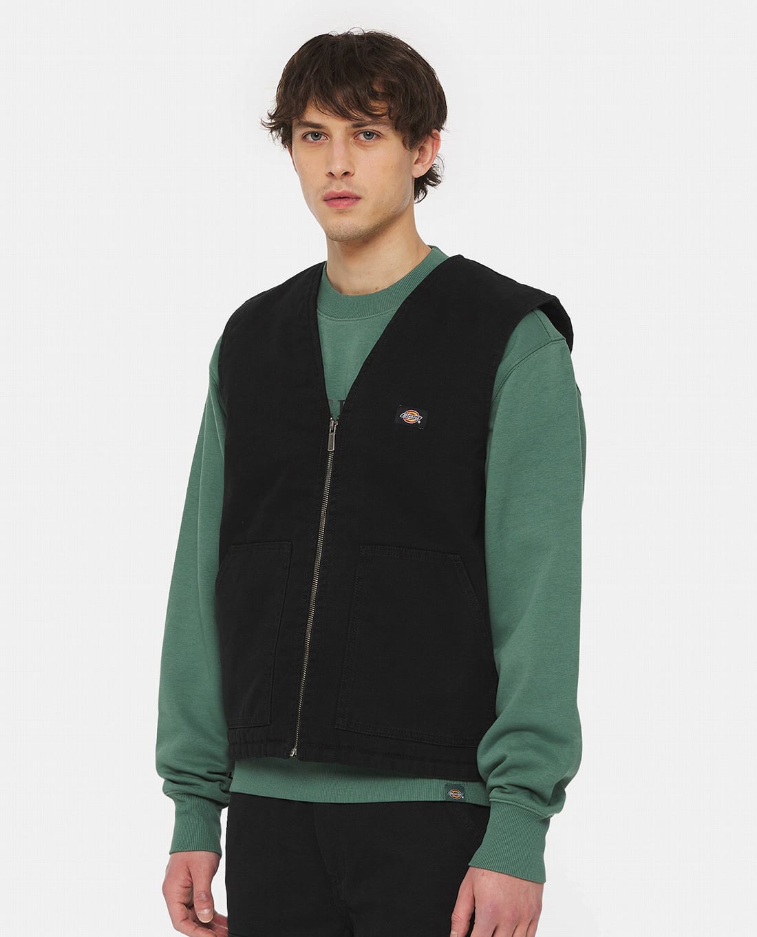 DICKIES - Áo khoác gilet nam khóa zip phối logo