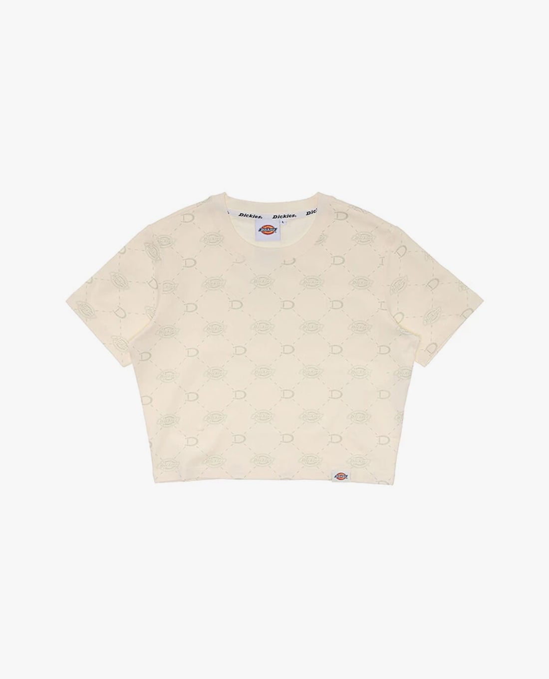 DICKIES - Áo croptop nữ cổ tròn tay ngắn phối họa tiết monogram