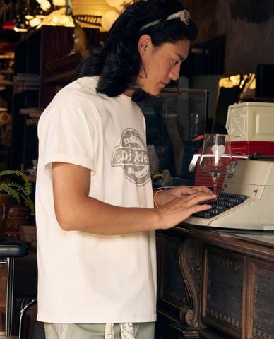  DICKIES - Áo thun unisex cổ tròn tay ngắn phối logo 