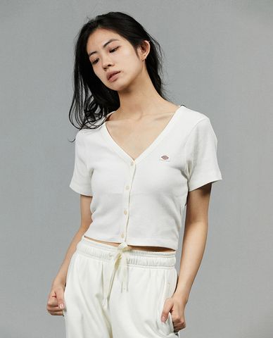  DICKIES - Áo croptop nữ cổ V tay ngắn trẻ trung 