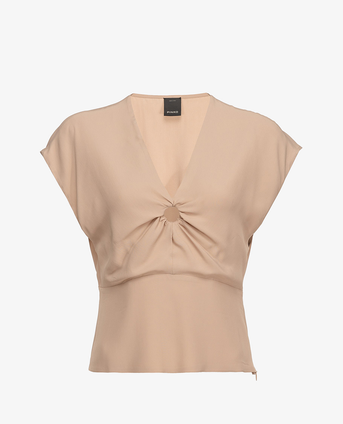 PINKO - Áo kiểu nữ cổ V tay ngắn Front Opening