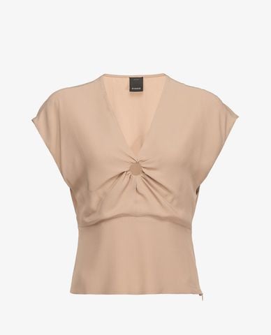  PINKO - Áo kiểu nữ cổ V tay ngắn Front Opening 
