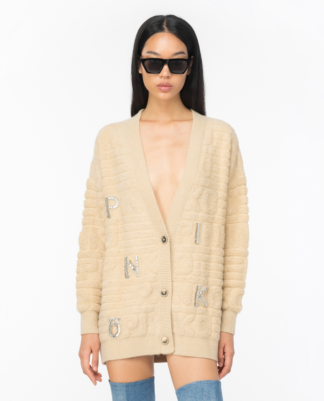 PINKO - Áo khoác cardigan nữ cổ V tay dài Daino