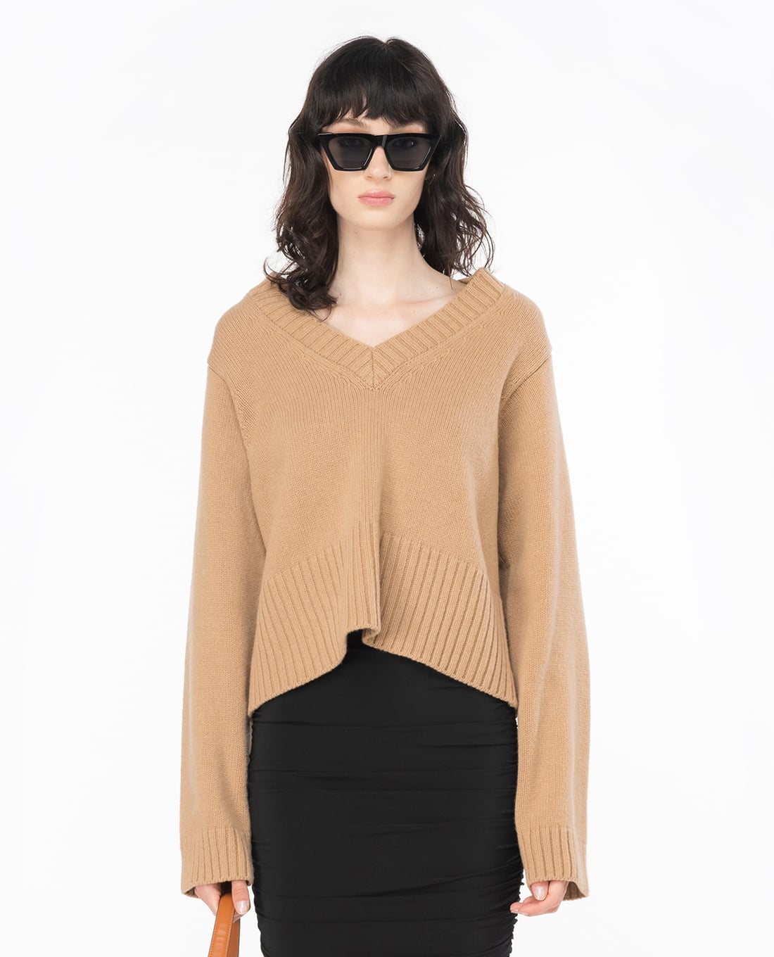 PINKO - Áo sweater nữ cổ V tay dài Salmone