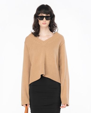  PINKO - Áo sweater nữ cổ V tay dài Salmone 