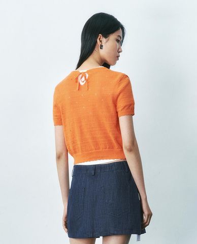  URBAN REVIVO - Áo khoác dệt kim nữ phom croptop 