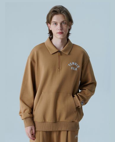  FILA - Áo sweatshirt unisex cổ bẻ tay dài Tennis Basic 