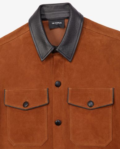  THE KOOPLES - Áo sơ mi nữ phom dài Brown Suede 