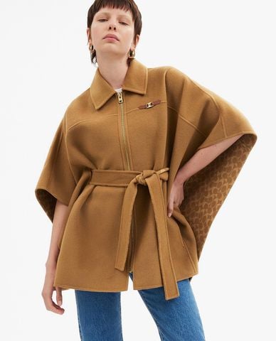  COACH - Áo choàng nữ phối zip Double Face Wool 