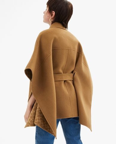  COACH - Áo choàng nữ phối zip Double Face Wool 