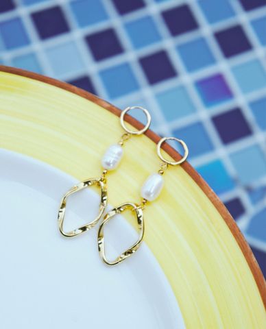  CECI - Khuyên tai nữ dáng thả dài phối ngọc trai 