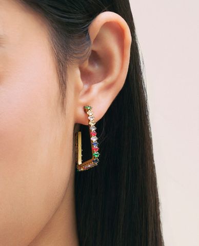  CECI - Khuyên tai nữ dáng hở đính đá nhiều màu 