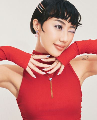  CECI - Nhẫn nữ bản nhỏ phối mặt đá khối tròn sang trọng 