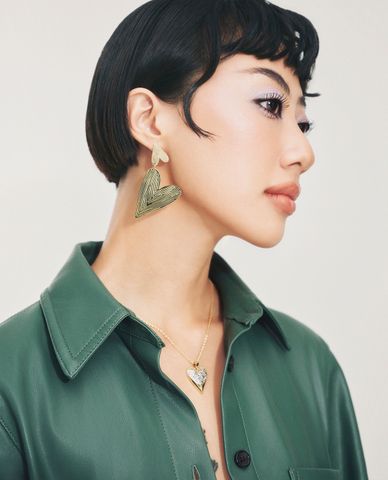  CECI - Vòng cổ nữ mặt trái tim đính đá nổi bật 