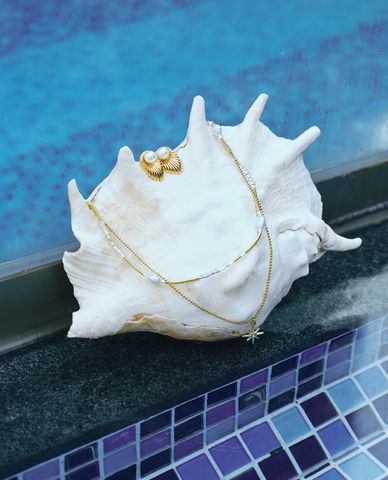  CECI - Vòng cổ đôi phối hạt mặt đính đá ấn tượng 