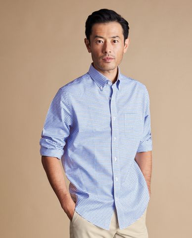  CHARLES TYRWHITT - Áo sơ mi nam cổ bẻ tay dài Stretch Check Oxford 