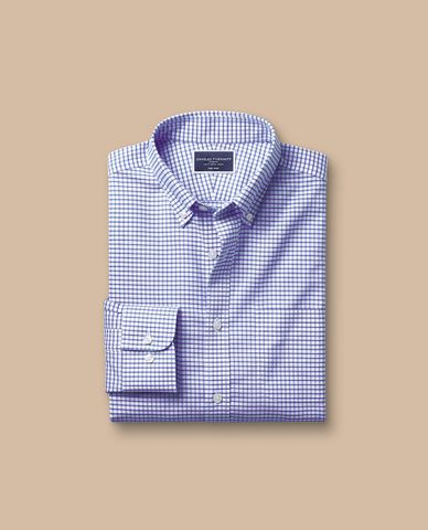 CHARLES TYRWHITT - Áo sơ mi nam cổ bẻ tay dài Stretch Check Oxford 