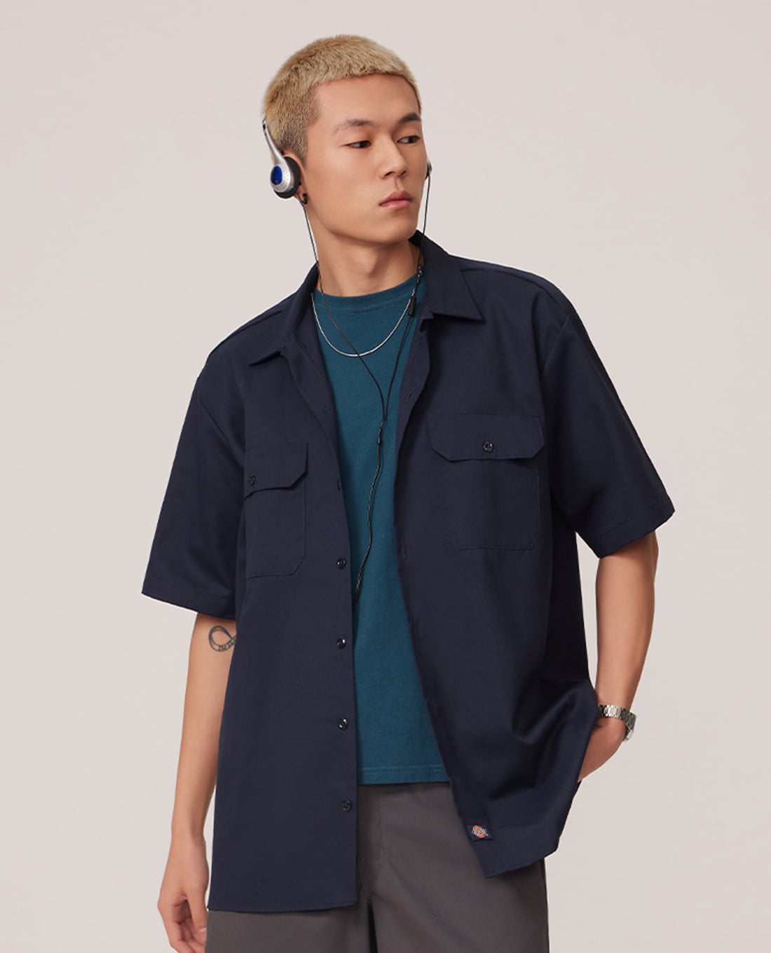 DICKIES - Áo sơ mi unisex cổ bẻ tay ngắn Mall 23 Casual