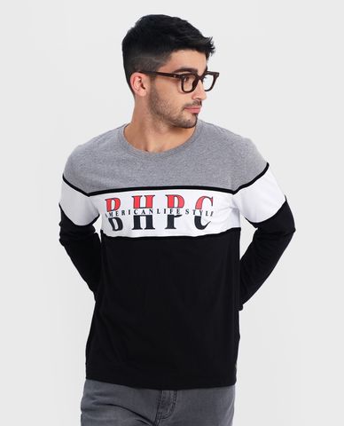  BEVERLY HILLS POLO CLUB - Áo thun nam cổ tròn tay dài thời trang 